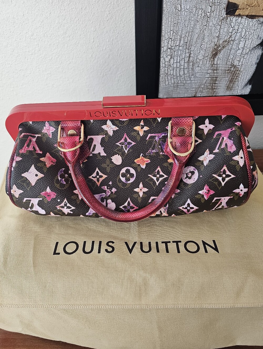 💯AUTHENTIC LOUIS VUITTON AQUARELLE WATERCOLOR MONOGRAM PAPILLON FRAME BAG - Picture 4 of 6